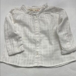 Zara BabyGirl White Button-Up Shirt 6-9 months New without tags